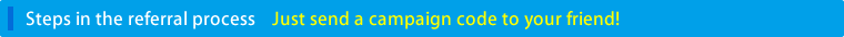 Steps in the referral process/Just send a campaign code to your friend!